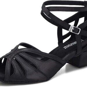 Women’s Satin Ballroom Dance Shoes Low Heel 1.5inch Support Stable Fit